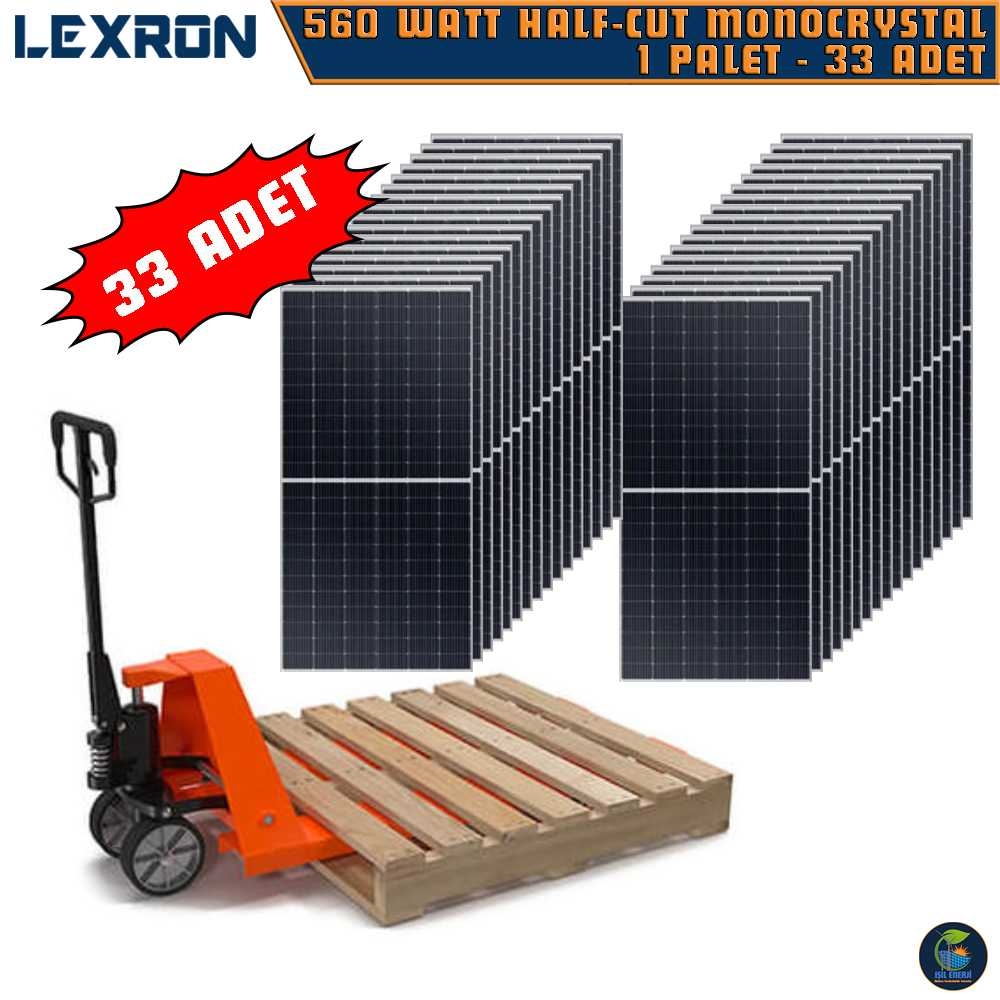 Lexron 560 Watt Half-cut Monokristal Güneş Paneli - 1 Palet - 33 Adet
