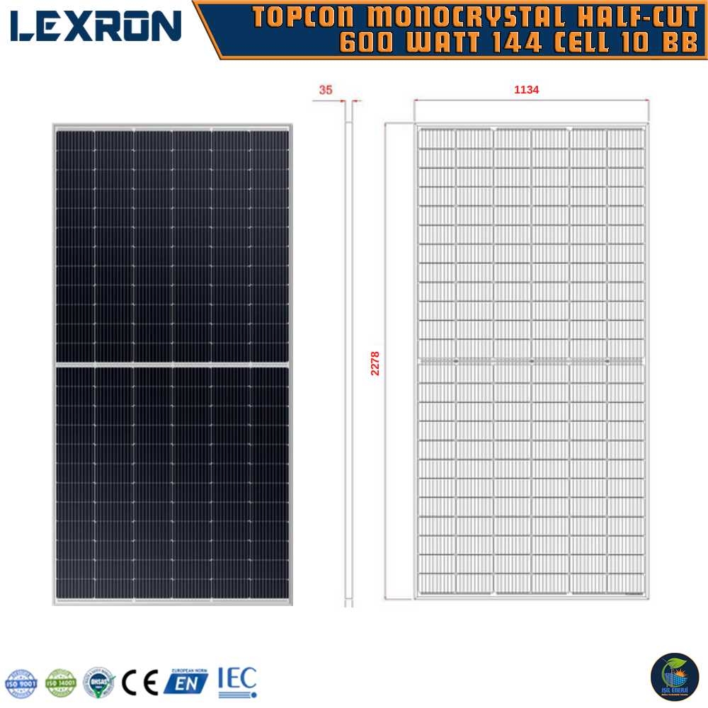Lexron 600 Watt 144 Cell Half-cut Monokristal Güneş Paneli