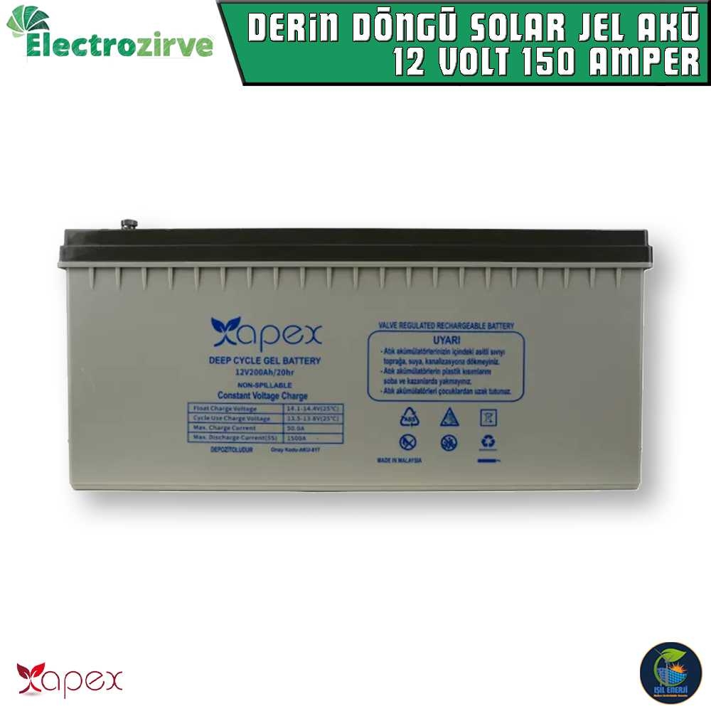 Electrozirve Apex 12v 200 Ah Solar Jel Akü - 12 Volt 200 Amper Solar Jel Akü