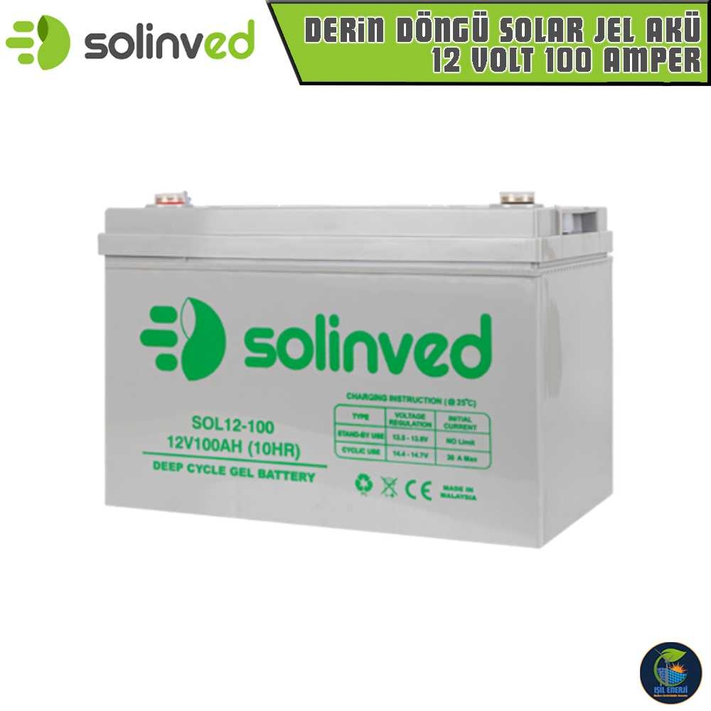 Solinved 12 Volt 100 Amper Derin Döngü Solar Jel Akü - 12v 100ah Solar Jel Akü