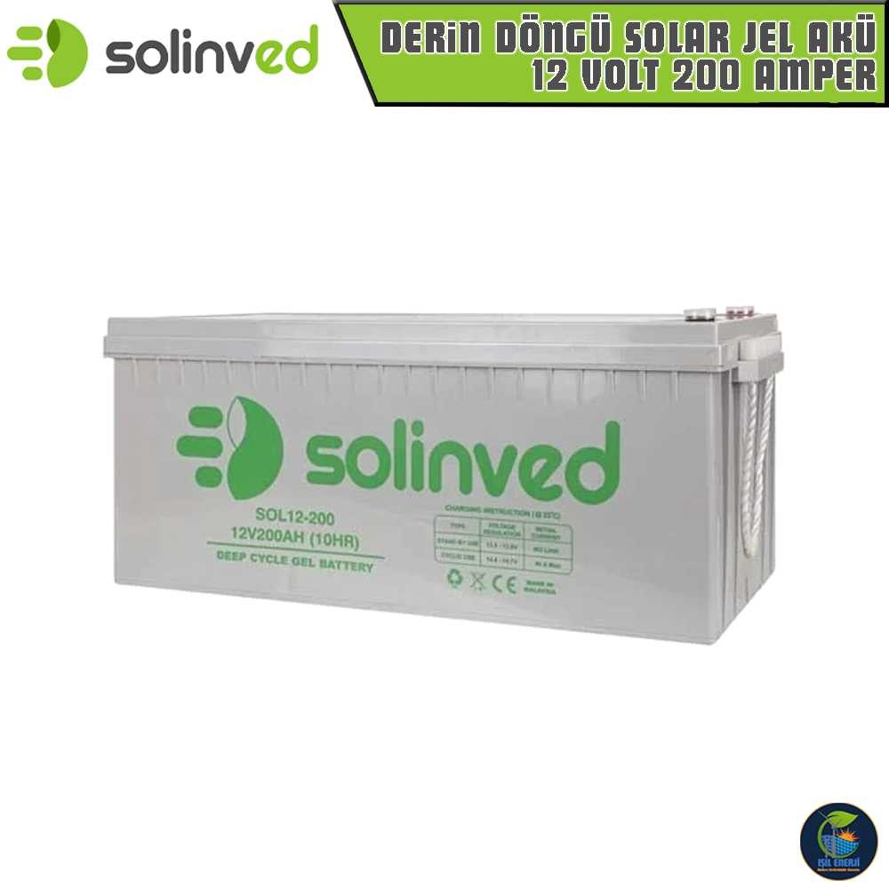 Solinved 12 Volt 200 Amper Derin Döngü Solar Jel Akü - 12v 200ah Solar Jel Akü